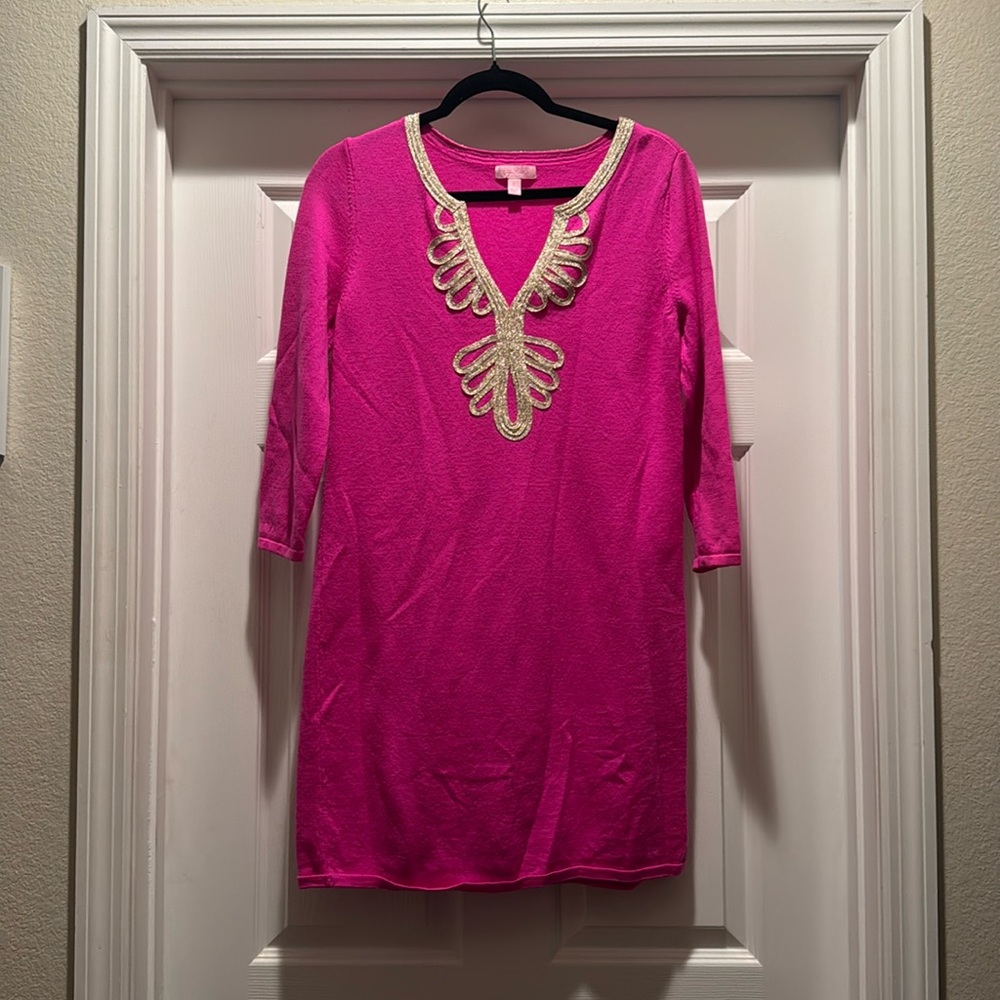 Lilly Pulitzer Pink Dress with Gold Accents